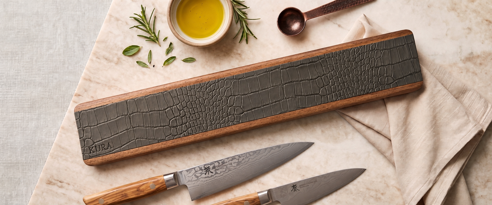 KURA 16" Magnetic Knife Bar — Walnut Alligator