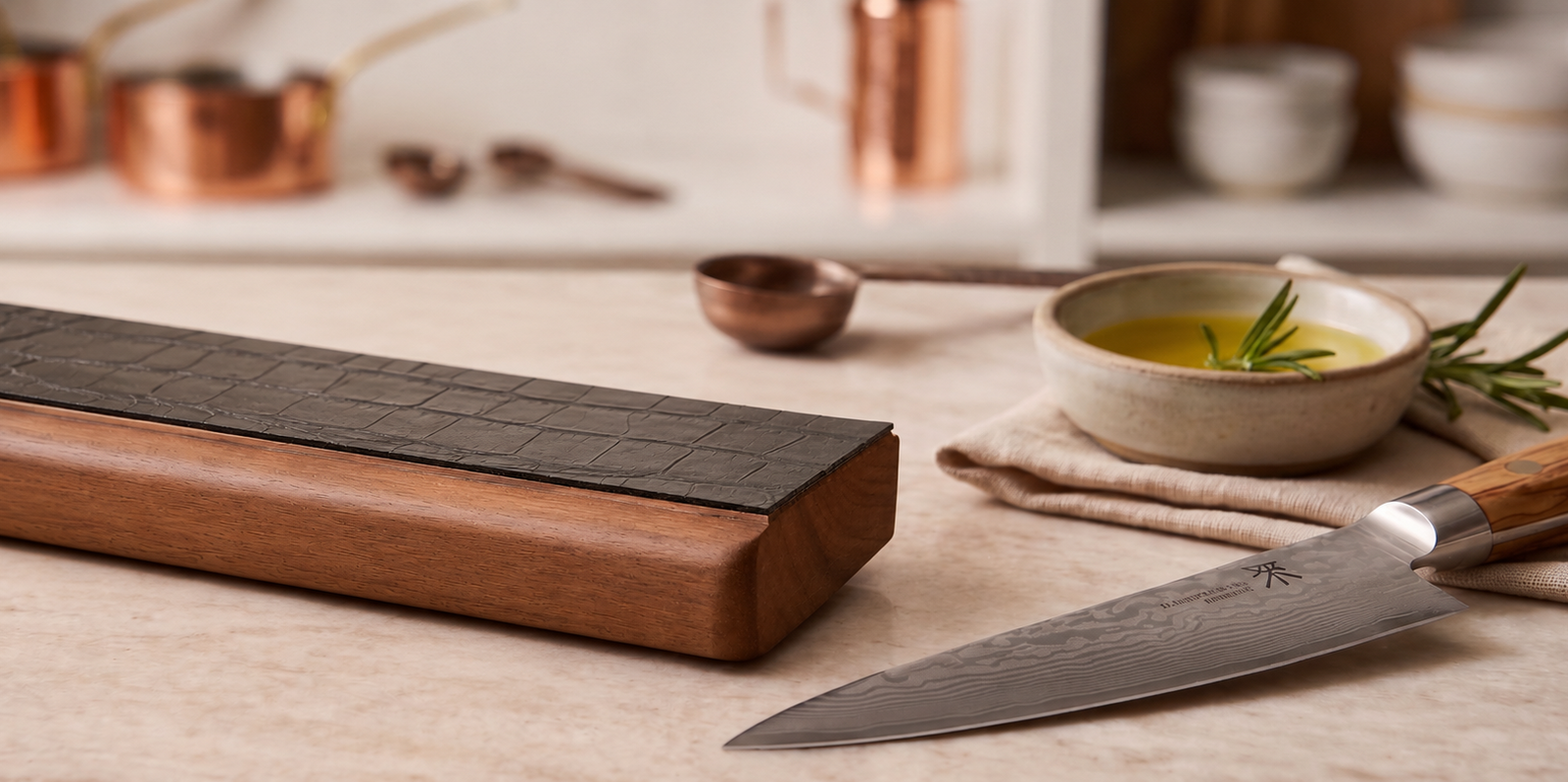 KURA 16" Magnetic Knife Bar — Walnut Alligator