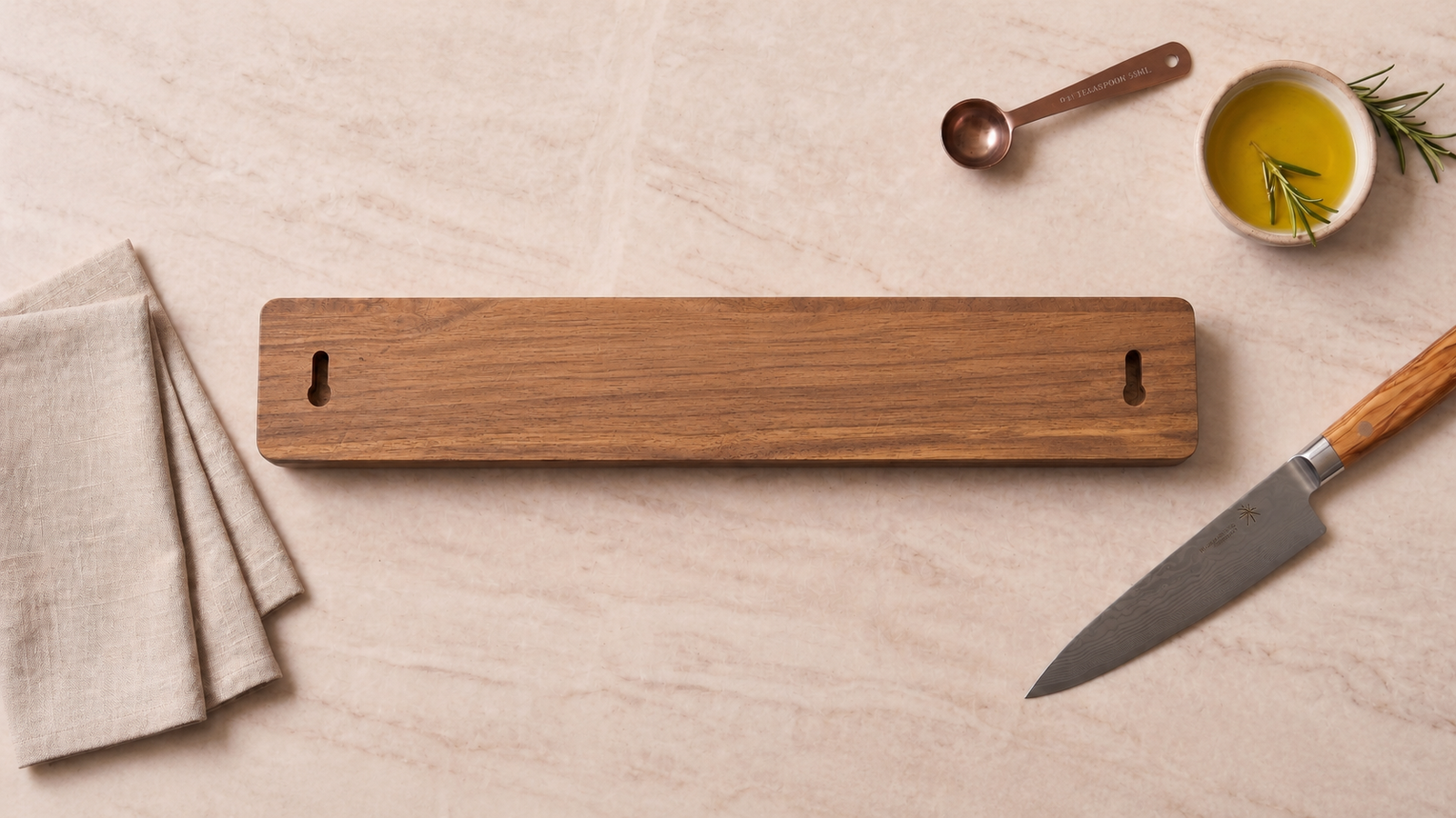 KURA 16" Magnetic Knife Bar — Walnut Onyx
