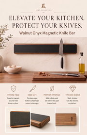 KURA 16" Magnetic Knife Bar — Walnut Onyx