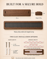 KURA 16" Magnetic Knife Bar — Walnut Alligator